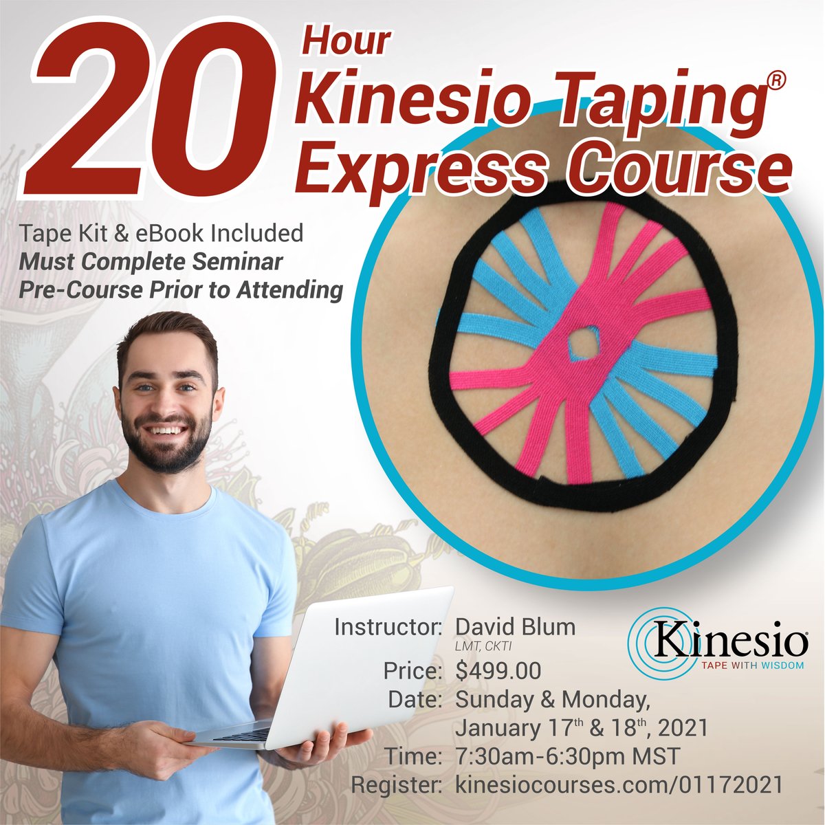 Space is limited!!! Hurry up and get yourself a seat before 12/31/2020. We will be closing registrations soon, below is the link to register.
Register: kinesiocourses.com/01172021
#kinesiotape #painrelieft #CEUs #online #original #education
#tapewithwisdom