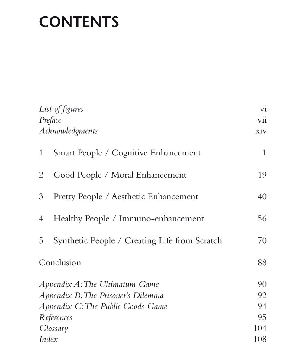 Anomaly evaluates the social & ethical benefits & risks in various forms of enhancement--he is weighing, not cheerleading.His Table of Contents shows just which issues he considers--and he's unenthusiastic about some, especially if it looks like a zero-sum or negative-sum game: