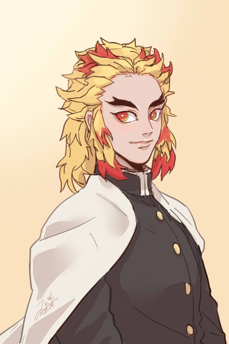 🇹🇼小布🔞-港影回歸期さんがTwitterに投稿した煉獄杏寿郎(鬼滅の刃)のイラスト。