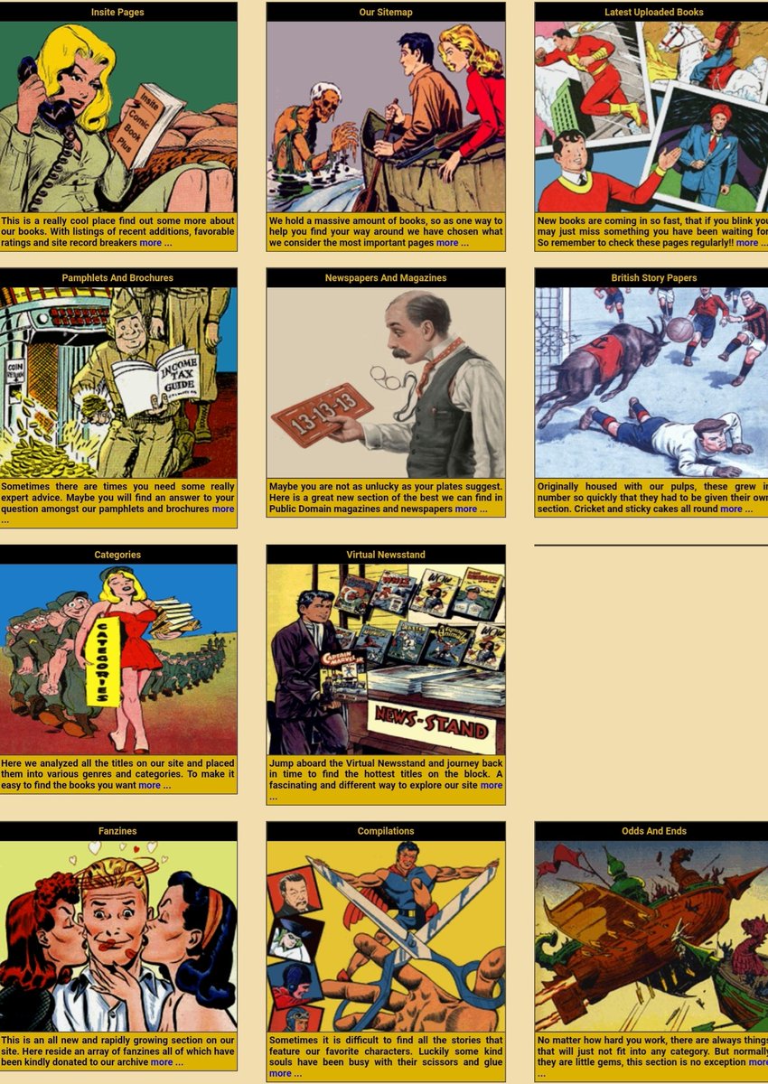 Situs Comic Book Plus punya jargon "free and legal". Koleksi komik klasiknya bagai harta karun yang dikurasi dengan rapi banget. Gue sering baca2 komik superhero klasik disini. Sangat recommended.Link:  https://comicbookplus.com/&nbsp;