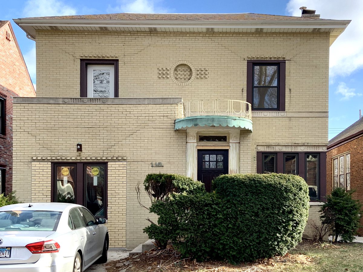 Around the same time, Carlson built and advertised two model homes, one sort of an Art Moderne take on Georgian, and the other a conventional English style. There’s at least one more of the Georgians, a block away, and several others that bear a strong resemblance.