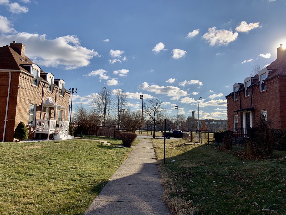 In 1937, he designed Euclid Court, off 75th Street, where houses would face not a street but a grassy pedestrian space 16 feet wide. The project, with Trib called “spectacular,” would have two retail buildings out front on 75th. They were never built. The houses cost $12,500.