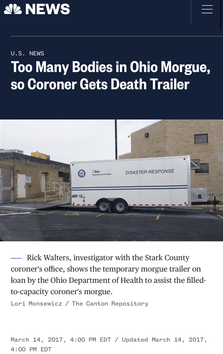 9/ How about these news articles from 2016 & 2017. Remember the “we need freezer trailers for dead bodies” fear mongering earlier this year? Not unique to 2020  #COVID19  #coronavirus  #lockdown  #Canada  #Ontario  #cdnpoli  #canpoli  #onpoli  #data  #science