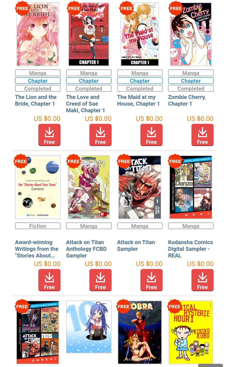 Book Walker ini punya Kadokawa. Selain manga diskon, ada juga bagian khusus buat manga gratis. Selain manga, ada light novel yang bisa dibaca secara gratis.Link:  https://global.bookwalker.jp/free/?np=1&nbsp;