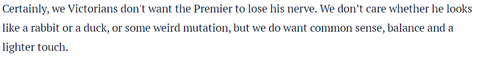 We want the appropriate touch, not a light one. Thankfully we got that. You can't put this statement at the end though John, from reading the article it is clear that John Carroll wants  @DanielAndrewsMP to resign.  #auspol  #msm  #springst  #CanceltheAge  #IstandwithDan