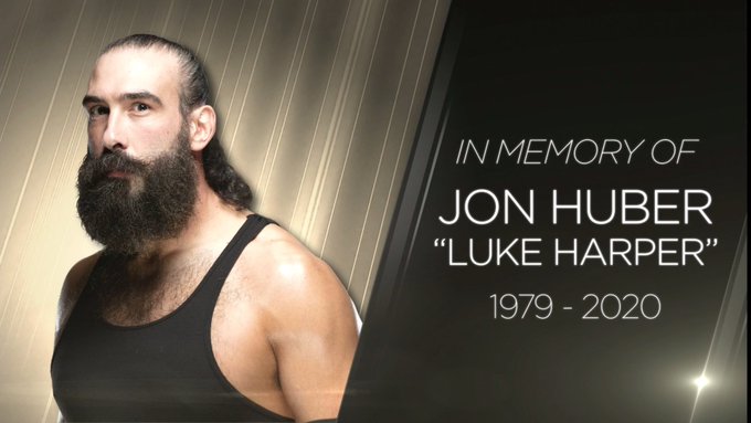 WWE paid its tribute to the life of Jon Huber (AKA Luke Harper) on Monday Night RAW. (WWE)