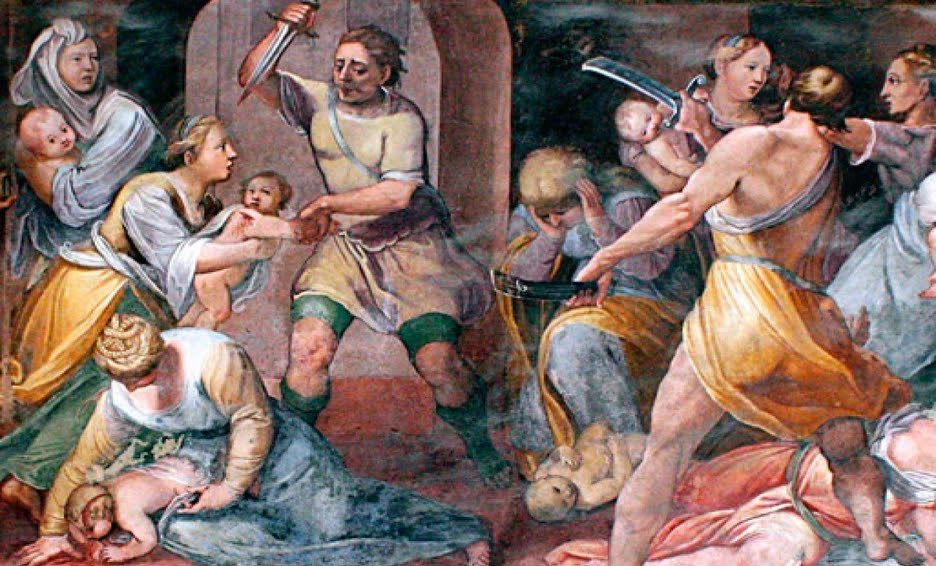 La fiesta de los Santos Inocentes recuerda la orden de Herodes, asesinar a niños menores de dos años,con la furia de quien sentía la presencia del Mesías Niño,Nuestro Salvador,como un estorbo en sus planes egoístas.Hoy,niños en el seno de su Madre son asesinados con el aborto...