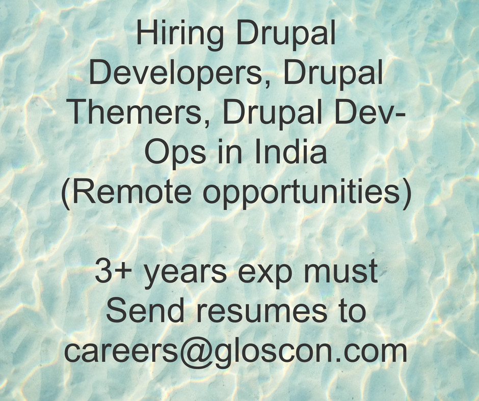 drupalguru's tweet image. Hiring Drupal Developers, Drupal Themers, Drupal Dev-Ops in India
(Remote opportunities)
3+ years exp must
Send resumes to careers at gloscon.com
#drupal #drupaljobs #hiring #drupaldeveloper
