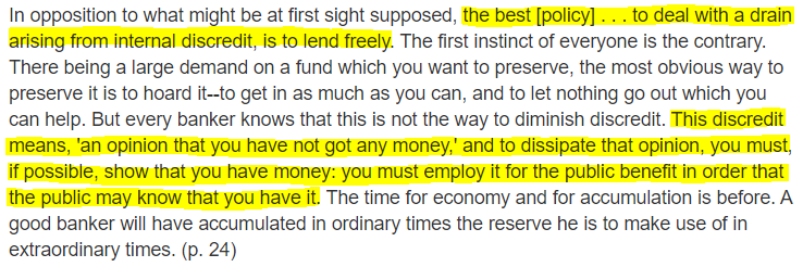 Bernanke is referencing,'Lombard Street: A Description of the Money Market'By Walter Bagehot. https://www.econlib.org/library/Bagehot/bagLom.html?chapter_num=5#book-readerMotive is key. What was the motive behind the XRP Escrow? The SEC claims to know the answer; can they prove iT?