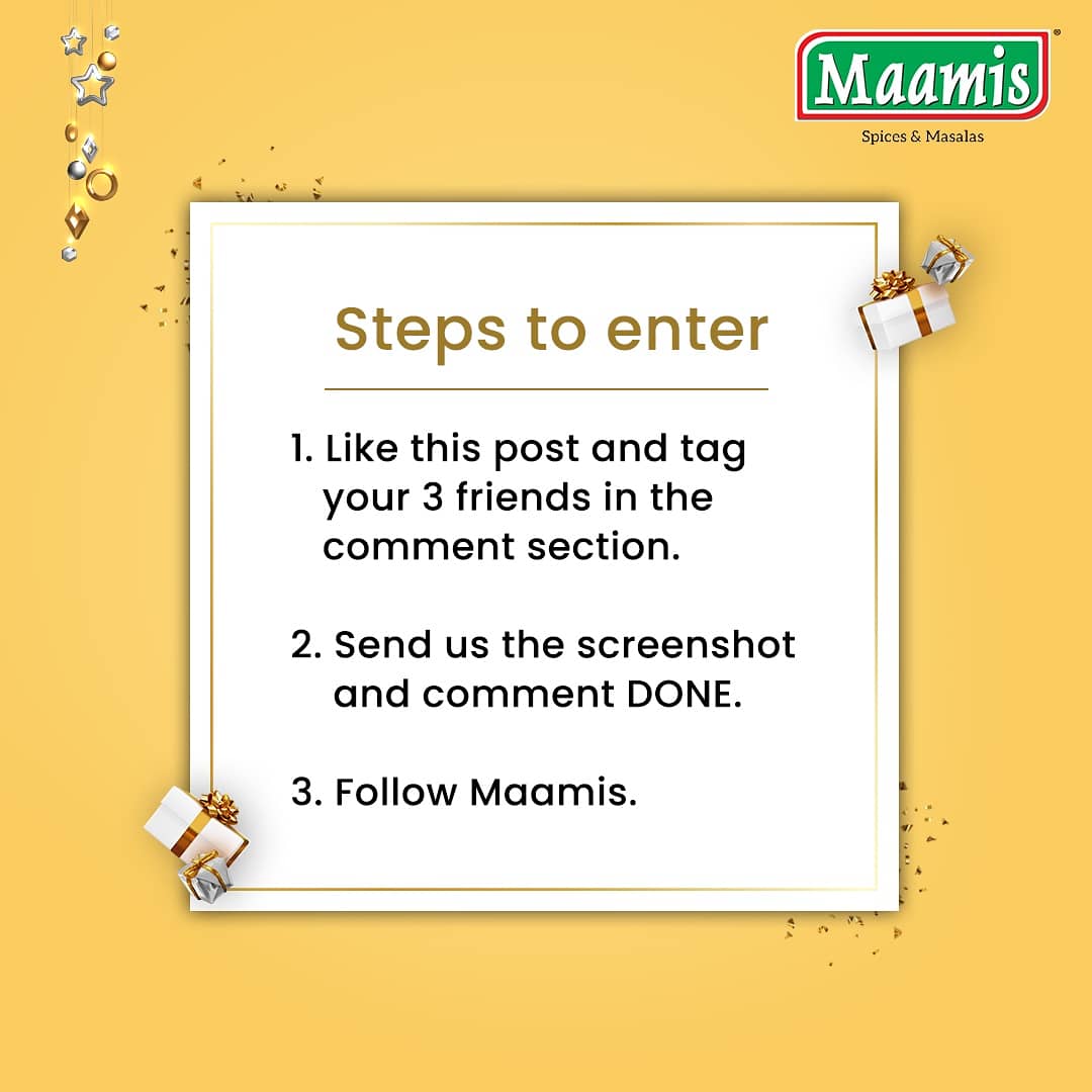 CONTEST ALERT: 
Maamis is here with one more exciting contest to celebrate New Year with you big time! 

Stay tuned for more details.

#Happynewyear #newyear #giveaway  #giveawaycontest #newyearcontest #tamilcontest #hampers #reward #gifts #newyear2021 #welcome2021 #contesttime
