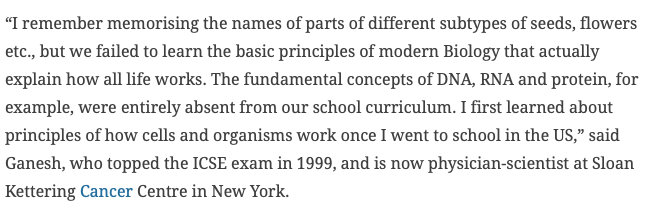 Research scientist Karuna Ganesh (37) acknowledges that her school life prepared her to “to be focused and goal-oriented”, but the curriculum that she worked hard to “rote learn” in the late nineties was mostly irrelevant to modern science (5/n)