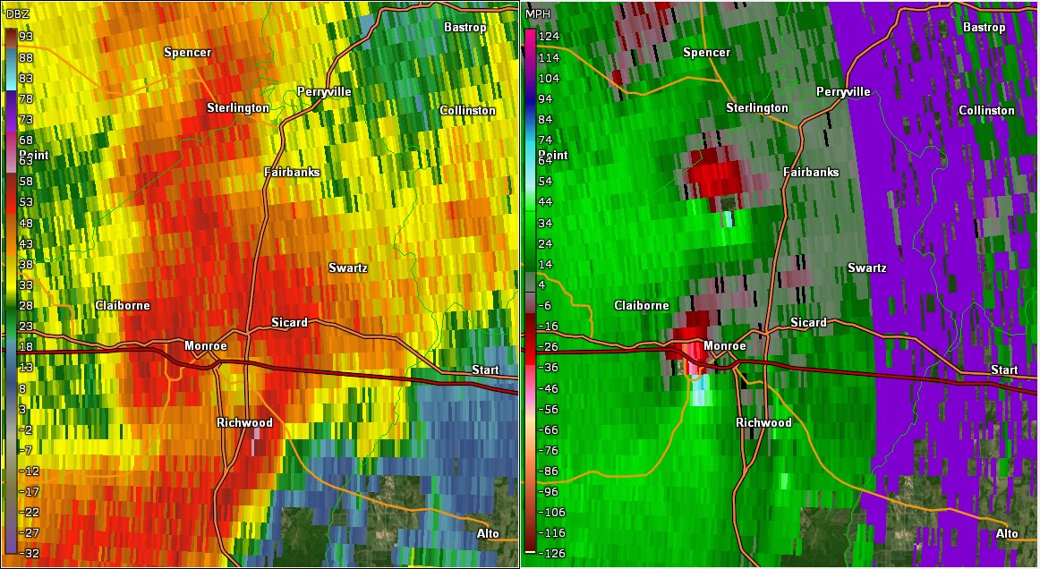 It's embedded supercell MADNESS time! These two EF3 twins terrorized the Monroe, LA area on April 12th, prompting the first TORE. Thankfully the damage reports weren't as bad as they originally sounded, and nobody was killed
