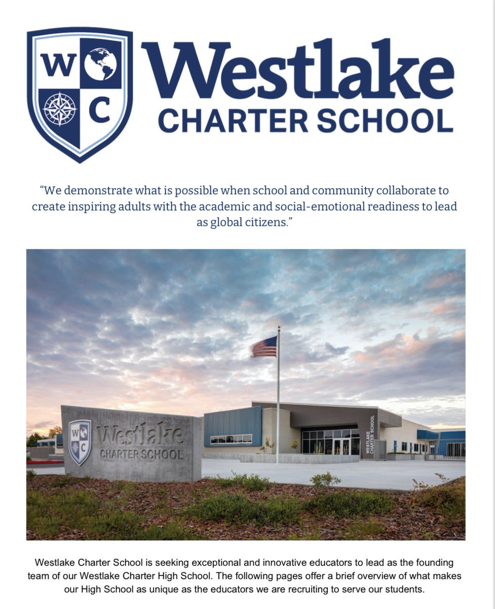 #WestlakeCharter expands to High School this fall. We are looking for Edu-Allstars at every position. This link describes who we are and what we are looking for. Share this with a high school educator looking for an amazing place to innovate. bit.ly/JoinWCHS