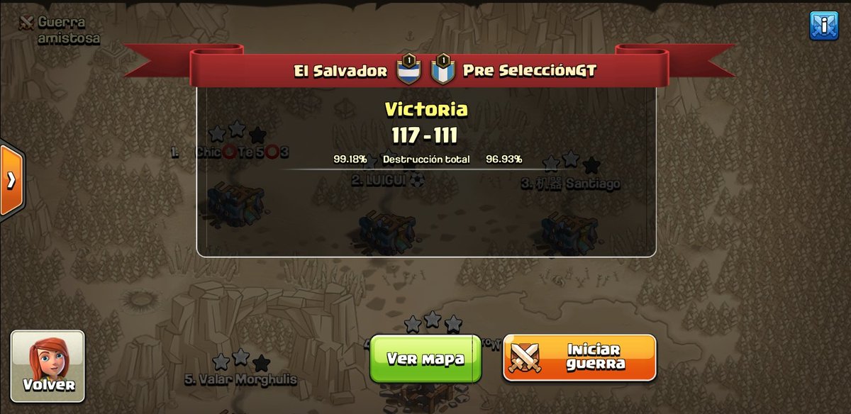 Y se comienzan a ver los destellos del trabajo realizado desde hace 3 semanas atrás. Comenzamos a tener buena dinámica y seguimos construyendo y probando a los aspirantes a formar parte de esta gran selección.
El Salvador volvió 😎😎💯
Gracias <a href="/co_guatemala/">Selección de Guatemala Clash of Clans</a> por la amistosa.