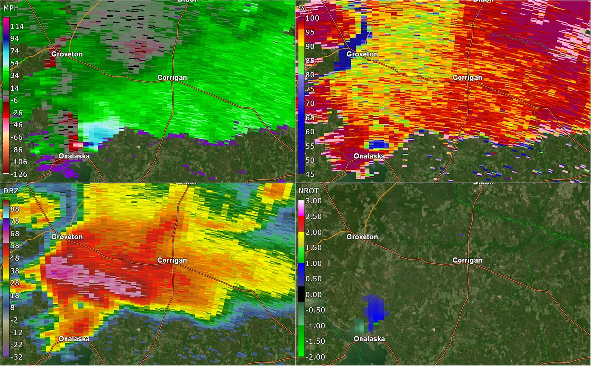 South of the Oklahoma supercells on April 22, 2020, a third, completely discrete supercell formed north of Houston. It dropped this large and intense tornado which killed 2 as it destroyed and damaged many homes in the Onalaska, TX area