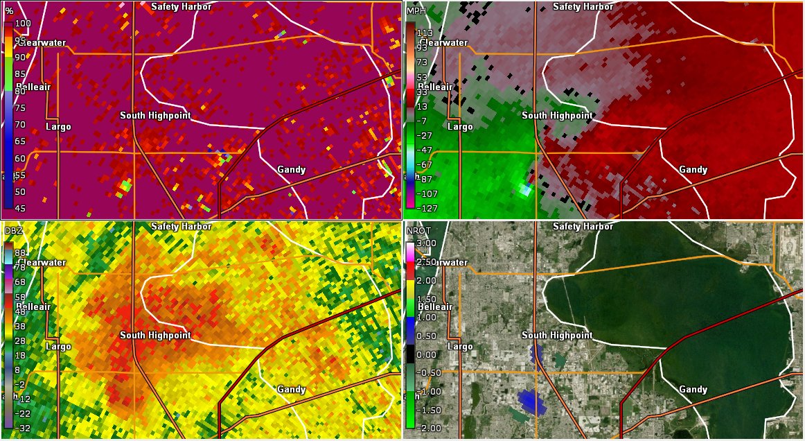 December came, and nothing happened until December 16th. A supercell moving onshore spawned this strong tornado over Pinellas Park, FL, in the Tampa area, producing high-end EF2 damage to many businesses.