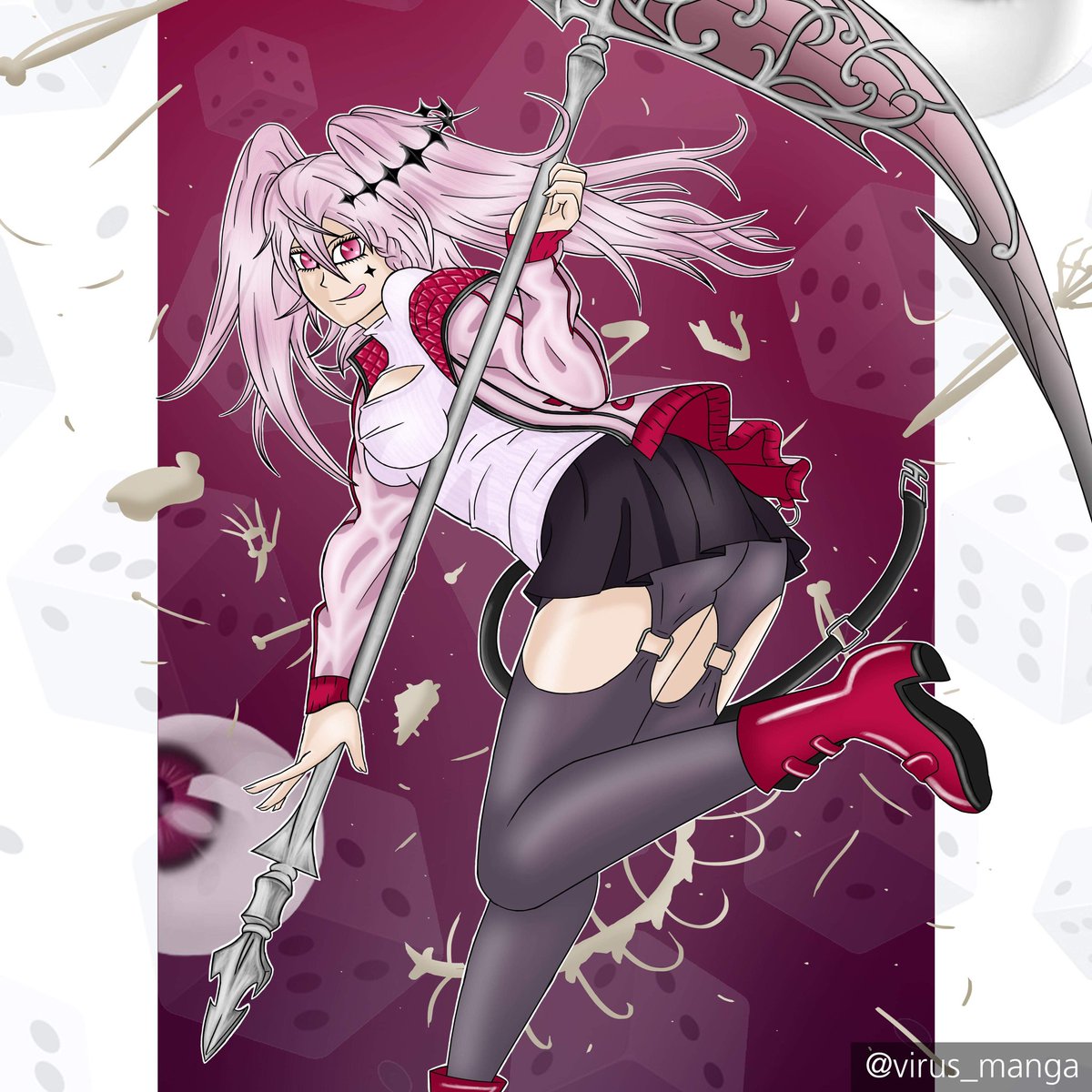 VirusManga's tweet photo. Here's a drawing I recently did! Please let me know what you think ❤️ #bishoujo #anime #AnimeGirl #souleater #scythe #skullgirls #DigitalArtist #artist https://t.co/hEb1OS9S42