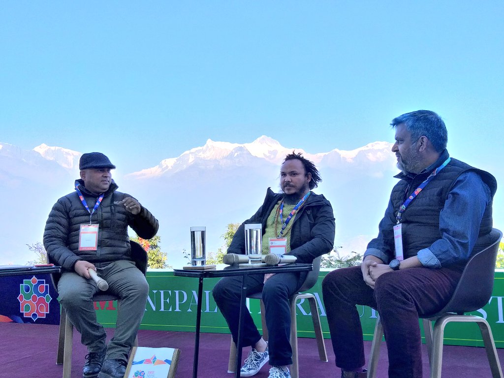 Nepallitfest's tweet photo. What will be the life of Nepali cinema after Corona? For next session, we have @BhaskarDhungana, Min Bham and @PriyankaKarky speaking on the topic, 'कोरोनापछिको सिनेमा', moderated by @yangesh30. We will shortly go live on our YouTube channel and @EventsMoApp. 
#IMENepalLitFest https://t.co/q5cUjKGtHB