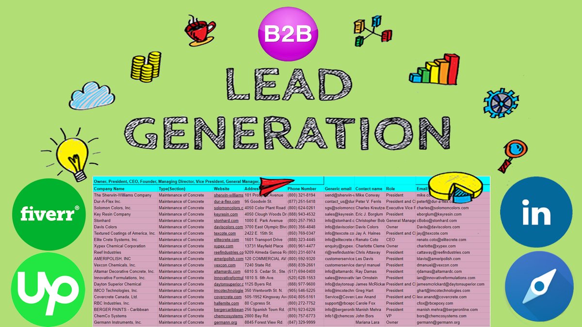 Upwork: upwork.com/freelancers/~0…
Fiverr gig: fiverr.com/share/b0RRdN
#b2bleadgeneration #leadgeneration #linkedinleadgeneration #listbuilding #emailmarketing #webresearch #datascraping #dataentry #fiverr #digitalmarketing #freelancer #salesnavigator #prospectlist #Contactlist