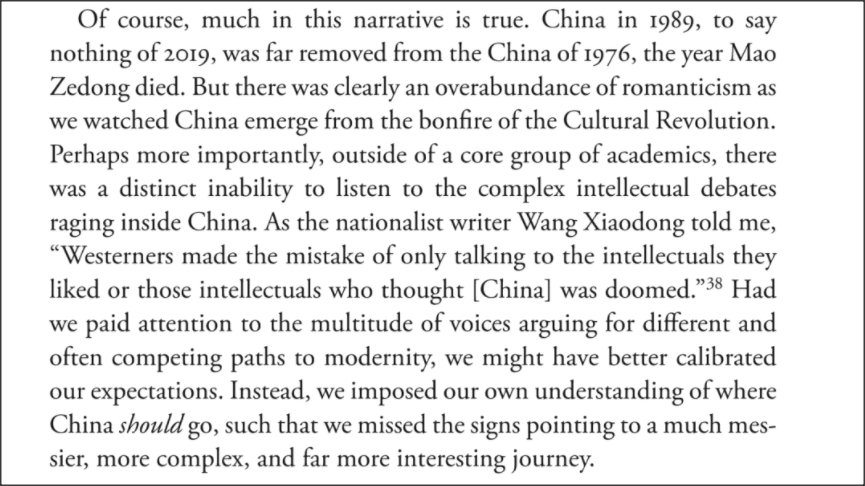 "Westerners made the mistake of talking only to those they liked or those who thought China was doomed."