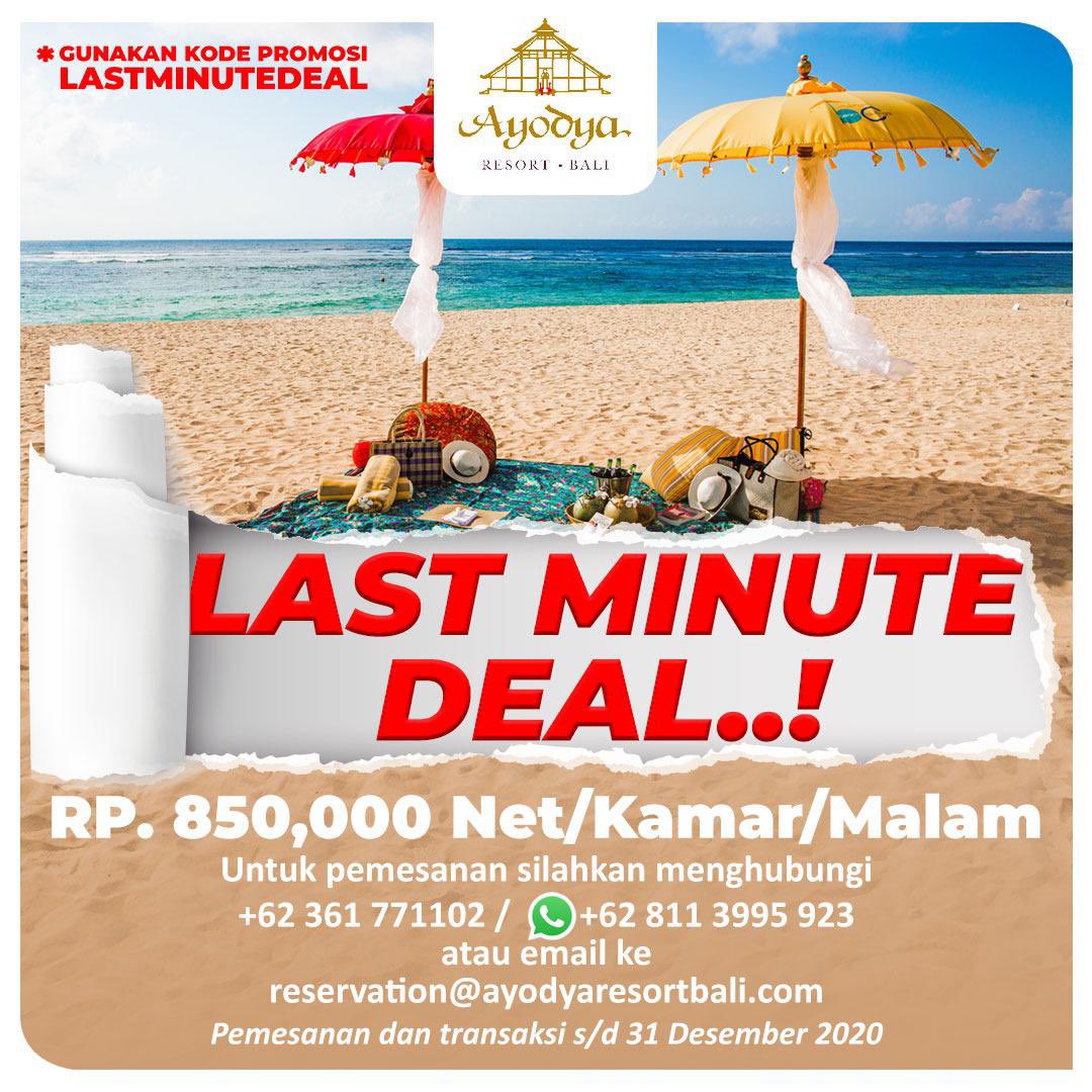 Ayo habiskan liburan akhir tahun anda dengan menginap di Ayodya Resort Bali. Untuk pemesanan silakan menghubungi +62 361 771102 / +62 811 3995 923 atau email di reservation@ayodyaresortbali.com