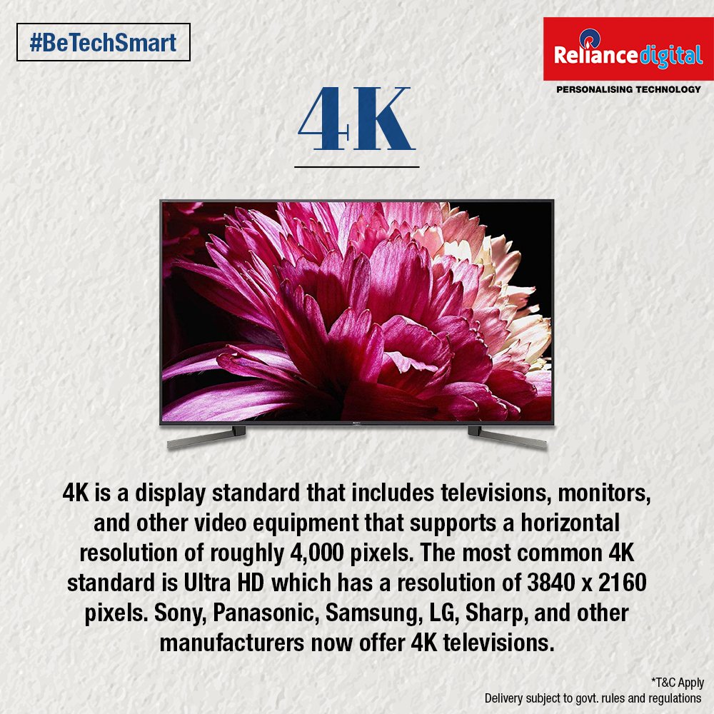 RelianceDigital's tweet photo. Do you know what 4K means? Let us know in the comments below! #BeTechSmart https://t.co/WJ1U3JaYM3