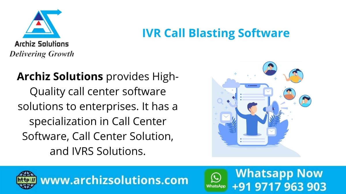 ArchizSolutions's tweet image. IVR Call Blasting Software
Archiz Solutions provides High-Quality call center software solutions to enterprises. It has a specialization in Call Center Software, Call Center Solution, and IVRS Solutions.

#archizsolutions #CallCenter #crm #software #marketing #ivr #callblaster