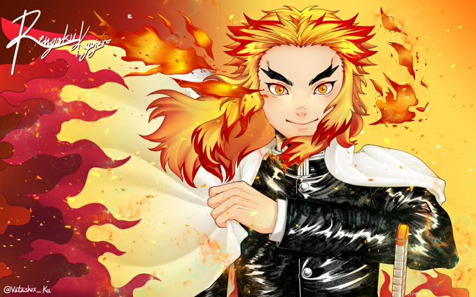 🌟わたしx🌟さんがTwitterに投稿した煉獄杏寿郎(鬼滅の刃)のイラスト。