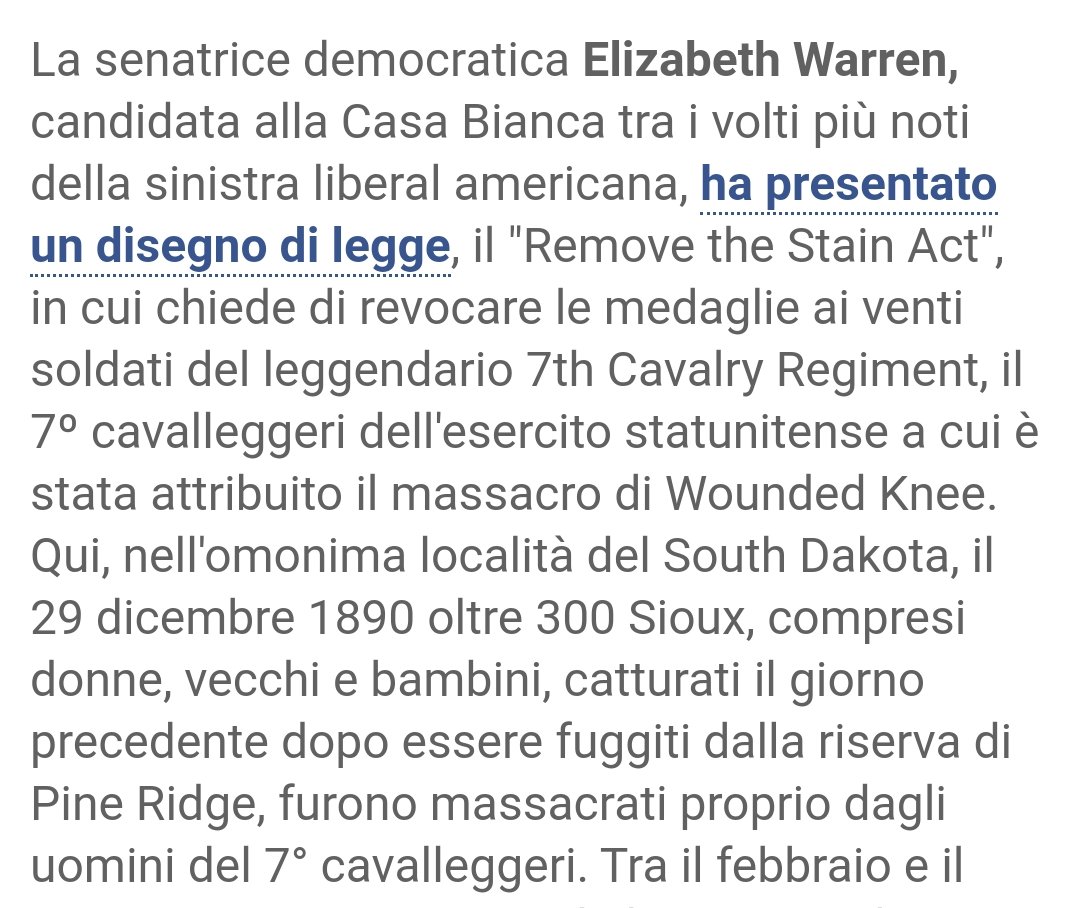 I pochi ancora vivi vengono portati a #PineRidge in una fredda chiesetta sul cui pulpito campeggiava uno striscione 'pace in terra agli uomini di buona volontà'..

Furono conferite 20 medaglie d'onore ad altrettanti soldati responsabili di questa strage.
#removethestainact