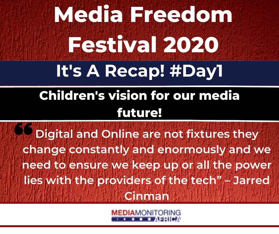 MediaMattersZA's tweet image. MISSED THE #MFF2020 DAY 1 EVENT? You can still watch it on You Tube.

Children&apos;s vision for our media future! 
REMEMBER TO SUBSCRIBE!

Watch here: bit.ly/3kP6MH1