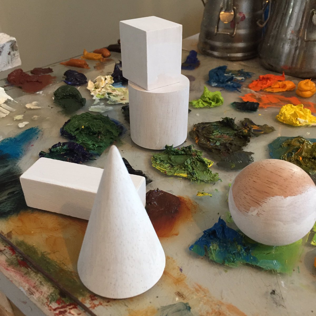 JanTanton's tweet image. Another studio view today. 2020 has turned me infantile. Blocks r us. #studiostuff #ArtistOfTheYear