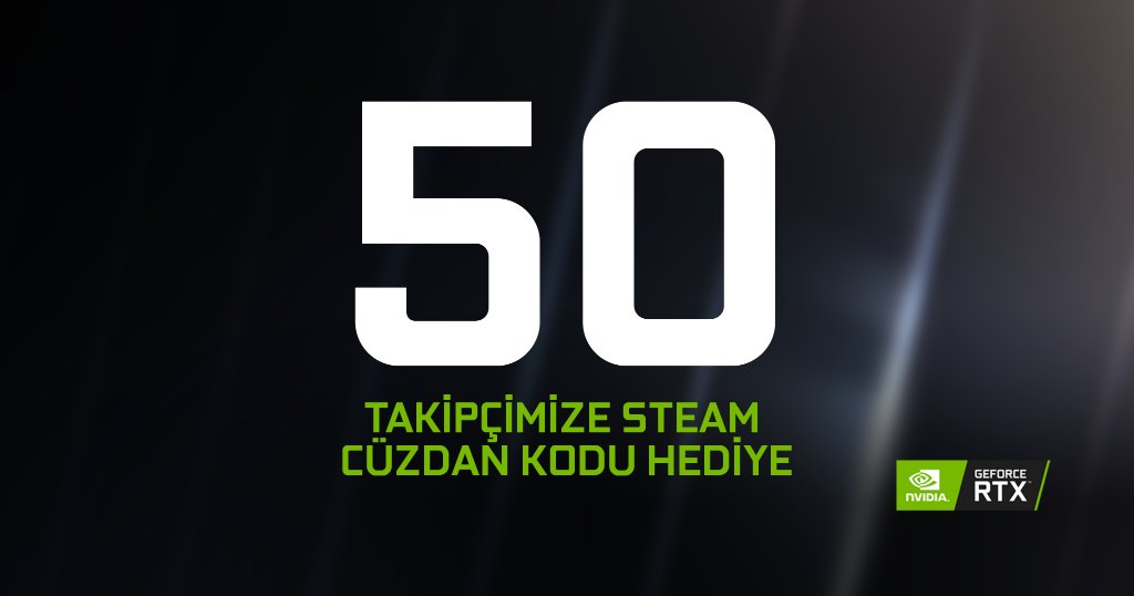 nvidiageforcetr's tweet image. Bizi takip ettiğiniz için teşekkürler 💚 Twitter&apos;daki 50 takipçimize en az 50TL, en yüksek 200TL değerinde Steam cüzdan kodu hediye ediyoruz.

✅ Katılmak için bu gönderiyi beğen
✅ RT&apos;le
✅ #RTXOn etiketiyle bir yanıt yaz.

Sonuçlar 1 Ocak 2021 21.00&apos;de. Şans sizinle olsun! 💚