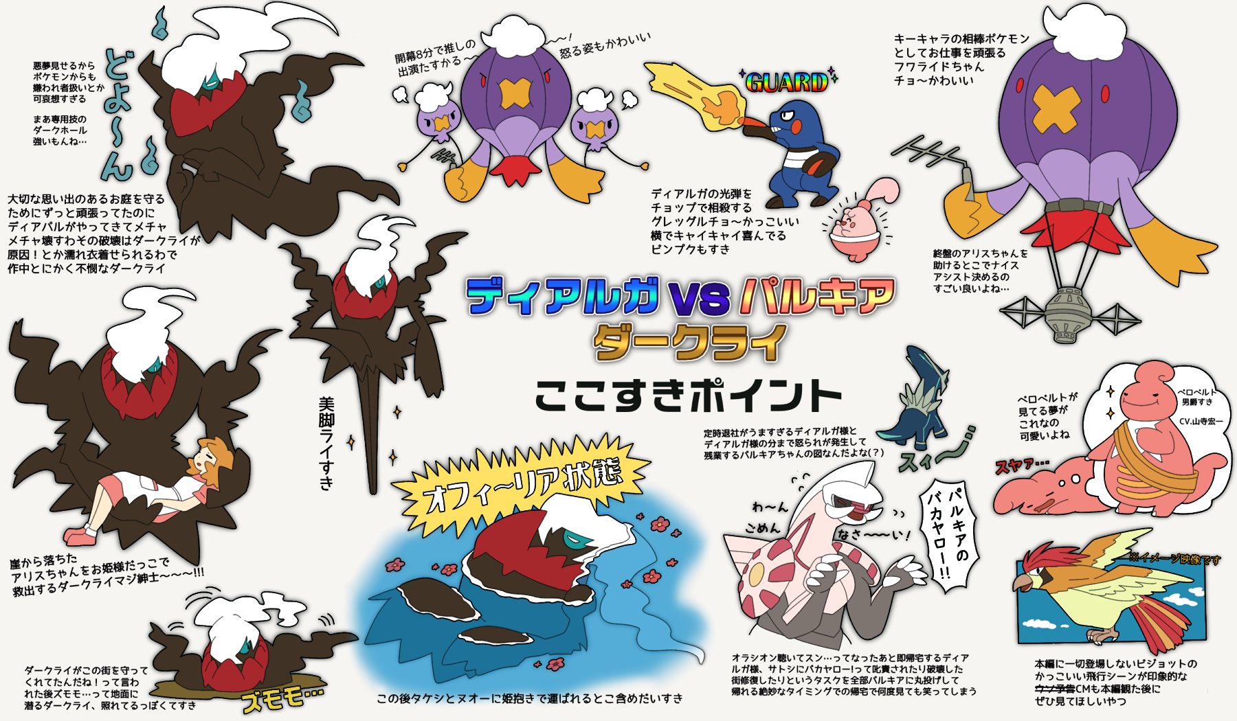 تويتر あさぎり على تويتر ディアルガvsパルキアvsダークライ ここすきポイントが多すぎて描ききれん T Co Bsxozxfnkw
