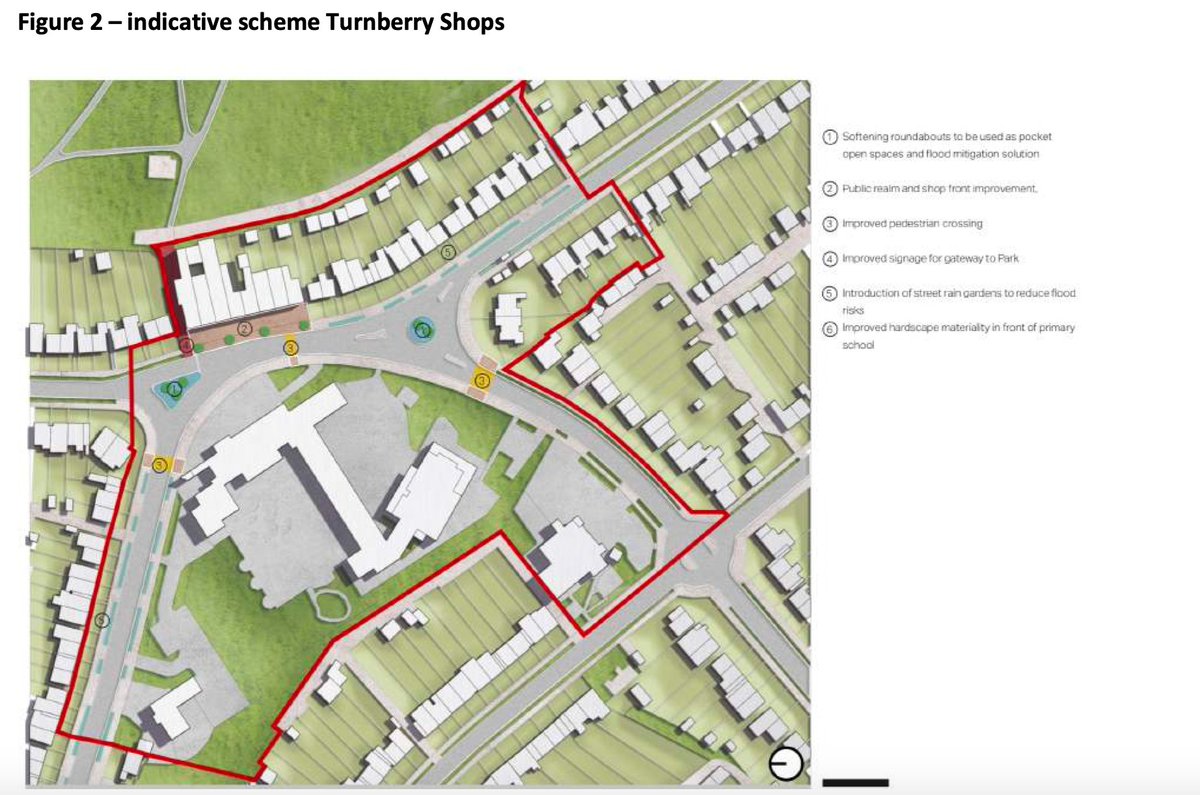 Note the motorway slip road style junction outside the primary school. Why is the solution to stick some trees on the triangular island rather than remodelling it as a simple T-junction & creating a larger green space outside the school where the Calshot Road label is on the map?