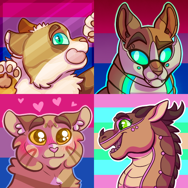 New Year, new icons! We have Wavey, Mecha, Leafpool and Bismuth.
#artistsontwitter #mechafeline #wavey #mecha #leafpool #wcleafpool #bismuth #oc #originalcharacter