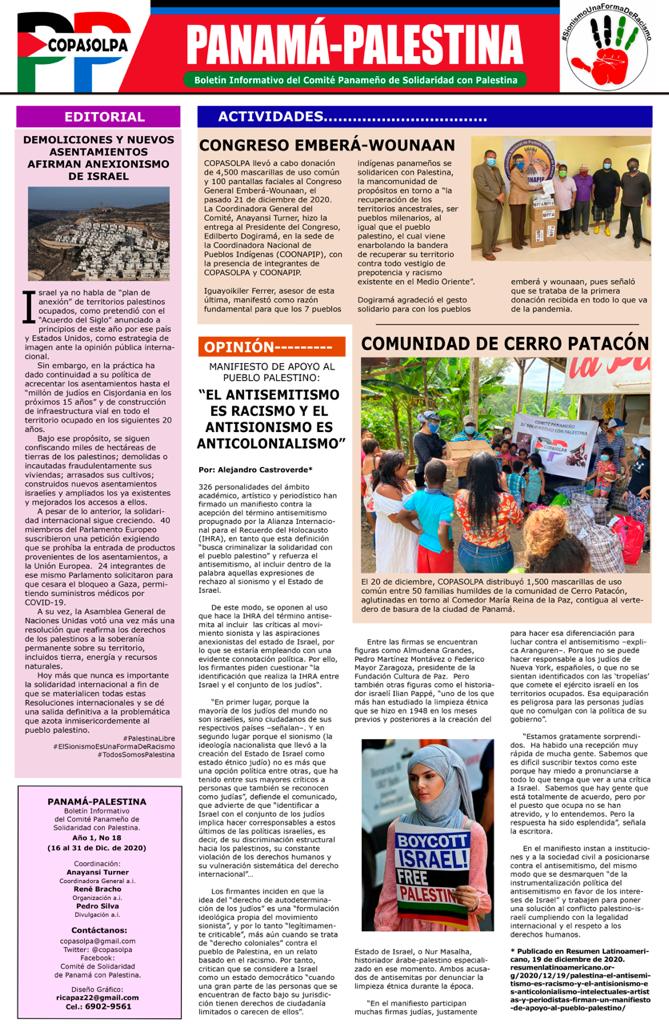 Boletín No 18 PANAMÁ - PALESTINA
El Antisionismo es Anticolonialismo <a href="/CoplacOficial/">COPLACoficial</a> 🇵🇸🇵🇦
#sionismootraformaderacismo