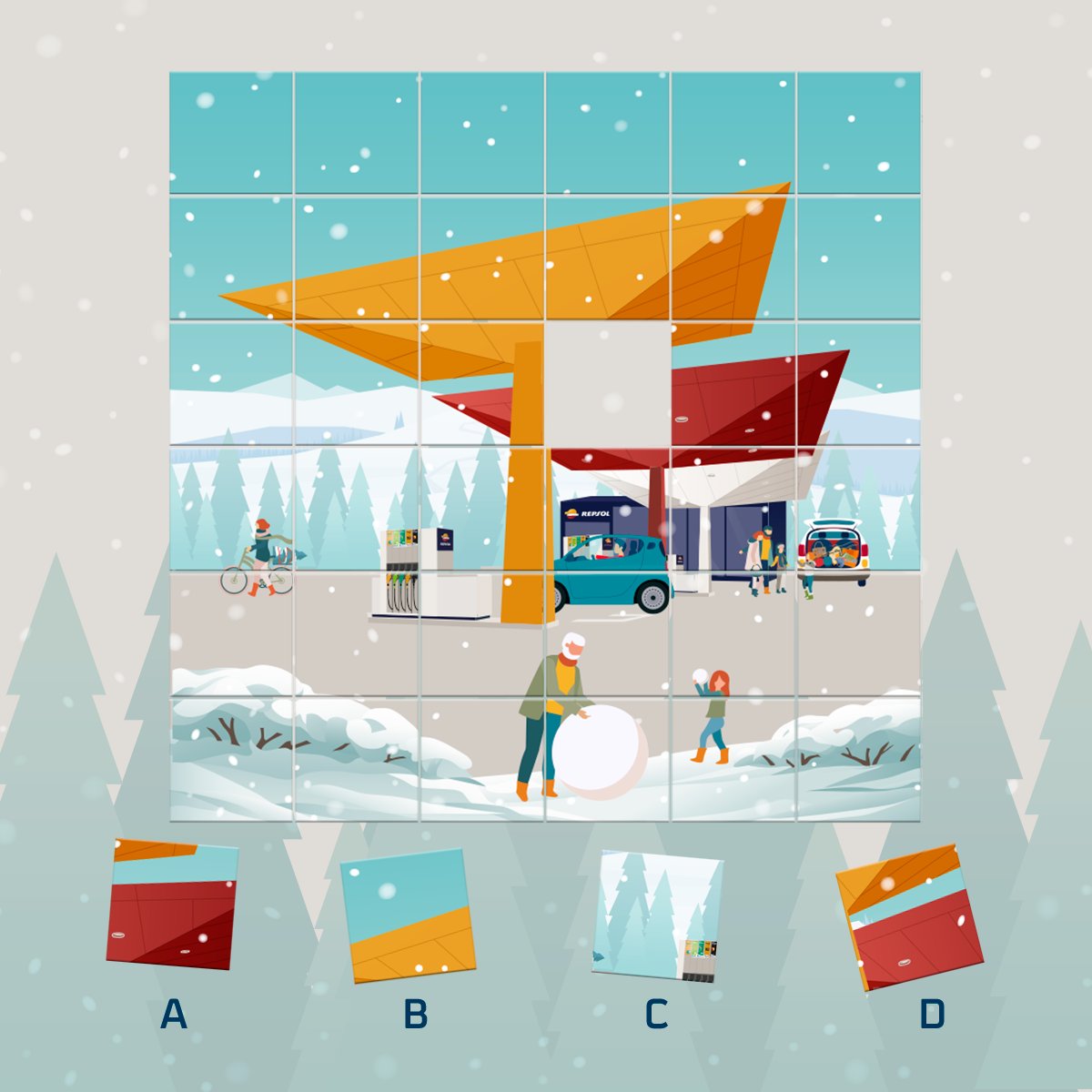 Repsol's tweet photo. Estas Navidades #JuegaConRepsol, y encuentra la pieza que falta... 🅰🅱❓ Y recuerda, te esperamos en nuestras estaciones de servicio con toda la energía de la Navidad. Encuentra tu estación más cercana: https://t.co/CJH8AXPxep https://t.co/7T6JjRkoHU