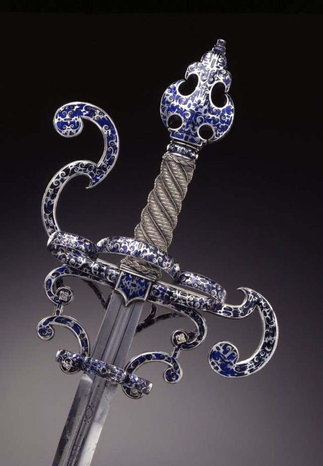 enameled silver Swept-hilt Rapier, Germany, ca. 1606