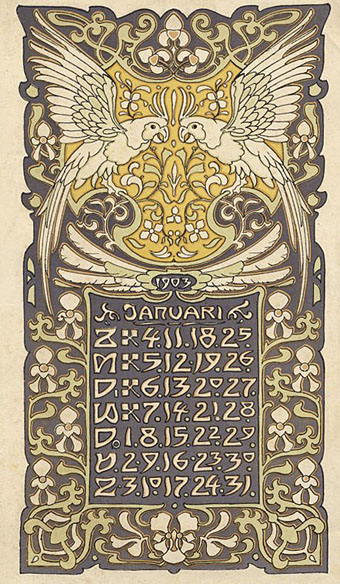1/  Almost 120 yrs old this!Art Nouveau calender for 1903 by Dutch illustrator Leo Visser (1880-1950).(May-Dec in next tweets)