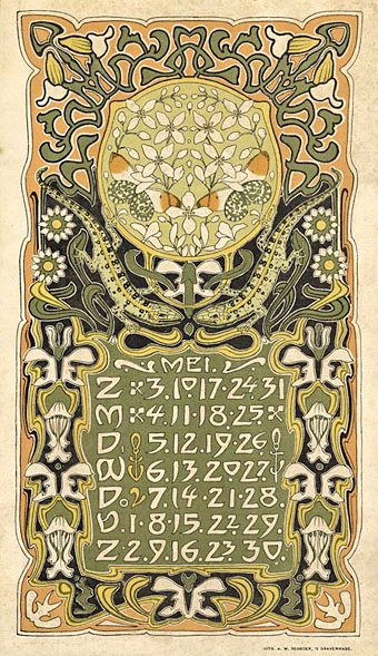 2/ Art Nouveau calender for 1903 by Dutch illustrator Leo Visser (1880-1950).(Sept-Dec in next tweet)