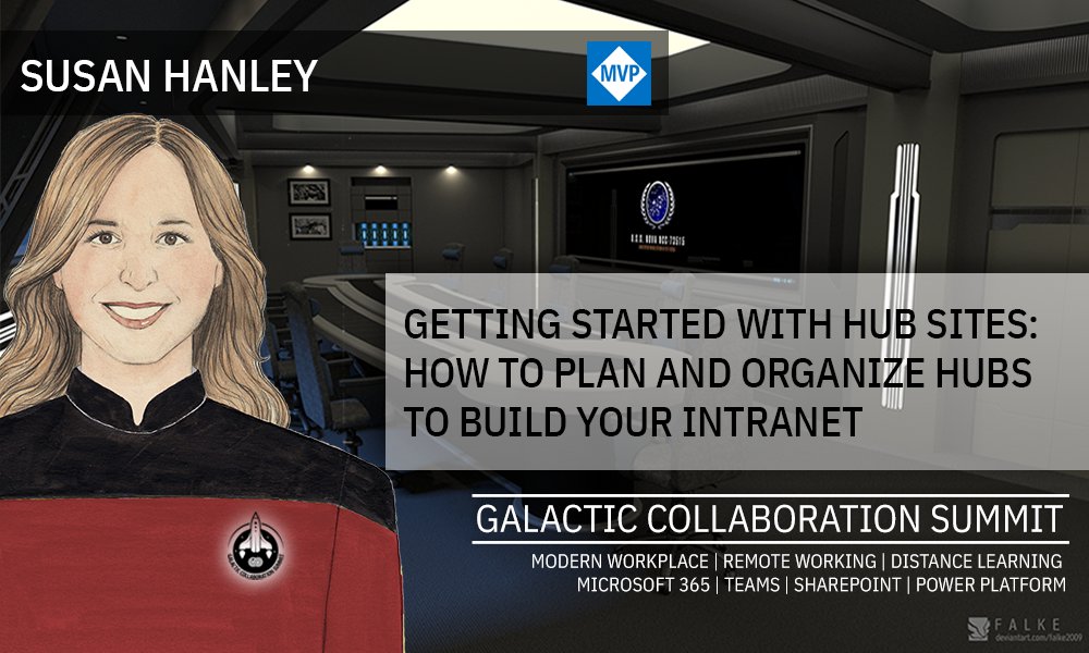 collabsummit's tweet photo. If you are wondering how to incorporate hub sites into your intranet, this is the session for you! For the #GalacticSummit @susanhanley: "Getting started with hub sites: how to plan and organize hubs to build your intranet"
Log in and watch live stream.
https://t.co/9n3KZJ96hz https://t.co/xTROHYlDTb
