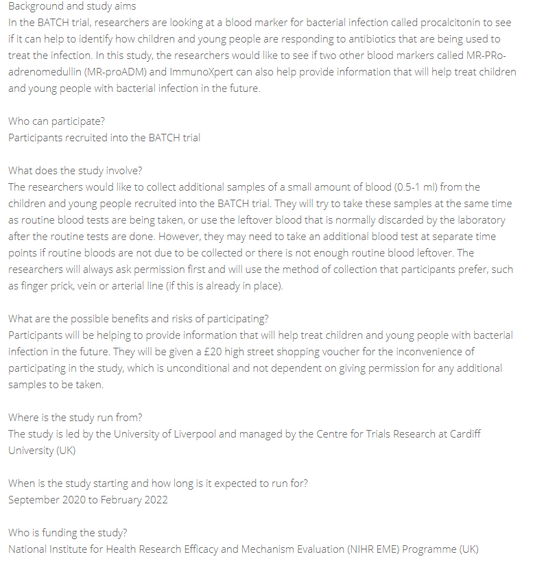 Using procalcitonin to guide duration of antibiotics - further evaluation of the effectiveness. The PRECISE study registered at #ISRCTN by <a href="/BATCH_trial/">BATCH Trial</a> <a href="/PRECISE_study/">PRECISE study</a>

isrctn.com/ISRCTN14945050

#clinicaltrials