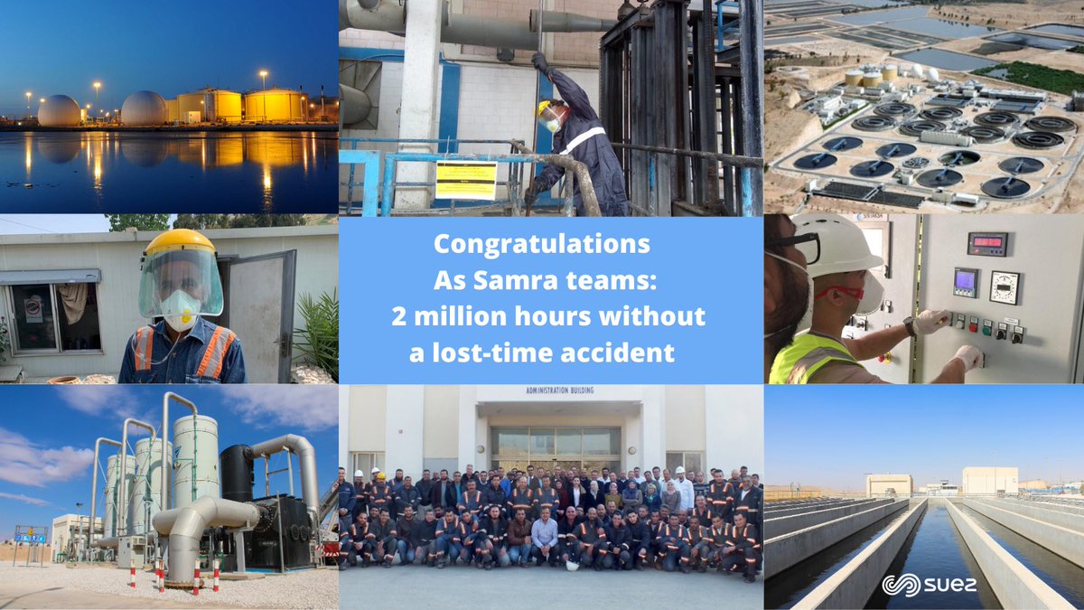 Congratulations to our colleagues in As Samra WWTP in Jordan for the 2 million hours worked without any lost time accidents. An outstanding example with regard to <a href="/suez/">SUEZ</a> H&amp;S performance. Well done! #AlwaysSuez #WeAreSuez #LeadTheChange