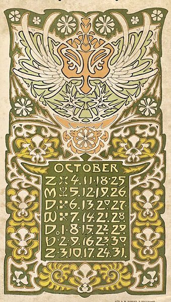 3/ Art Nouveau calender for 1903 by Dutch illustrator Leo Visser (1880-1950).(Jan-August in earlier tweets)
