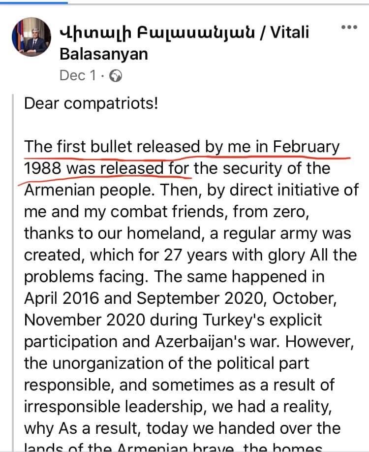 Despite the fact that the  #Armenian side denies its participation in the murder of two  #Azerbaijan|is in Askeran (the first deadly incident of  #NagornoKarabakh conflict) on February 22, 1988, Vitali Balasanyan confesses that the first bullet was released by him.