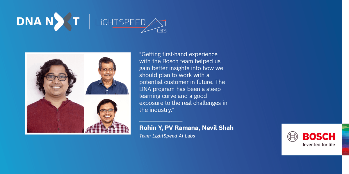 BoschSoftware's tweet photo. Congratulations @LightSpeedAI Labs, a #Startup that graduated the Bosch #DNANxt startup alliance program. With their strong technical acumen, they are deploying #AI applications on Field-programmable gate arrays with cost-effective and efficient Lego block design of the hardware. https://t.co/ZC0Oxr6CiW
