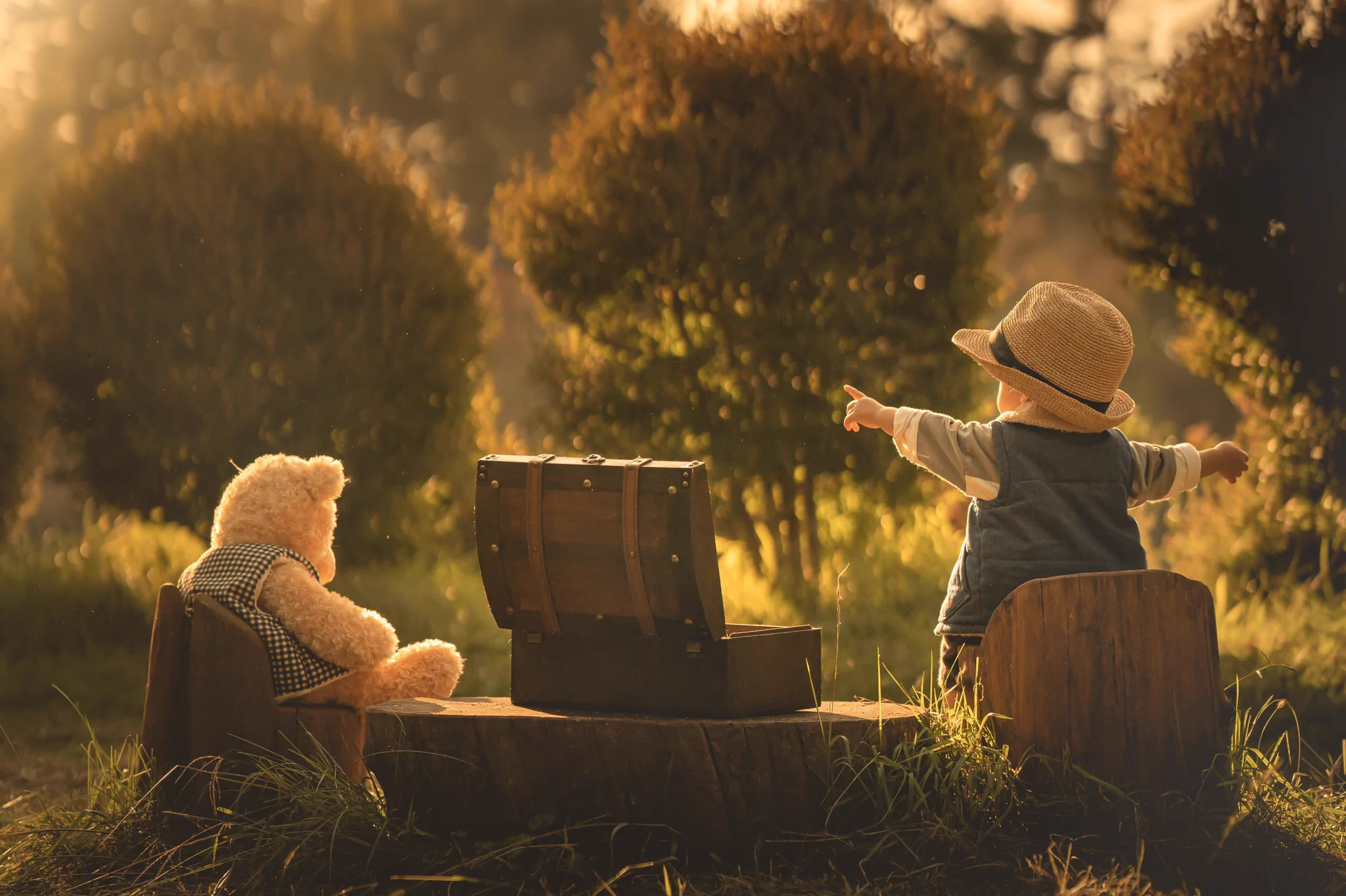 まるで絵本！子供のいまを相棒のくまさんと一緒に