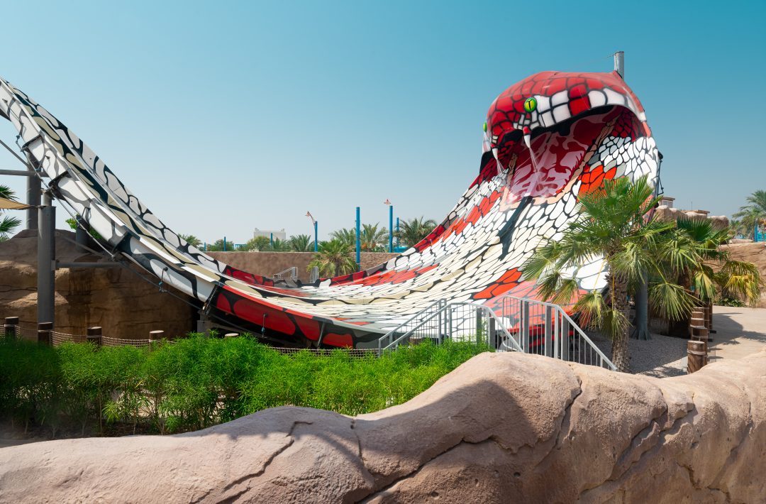 PolinWaterparks's tweet photo. Qatar’s largest theme park set to open for special previews!💥

Desert Falls Water &amp; Adventure Park features lots of attractions, rides, and slides, including the Polin’s signature ride “The King Cobra”. 🐍

@polingroup @HiltonSalwa @KataraHos https://t.co/G9Sqpr50g0