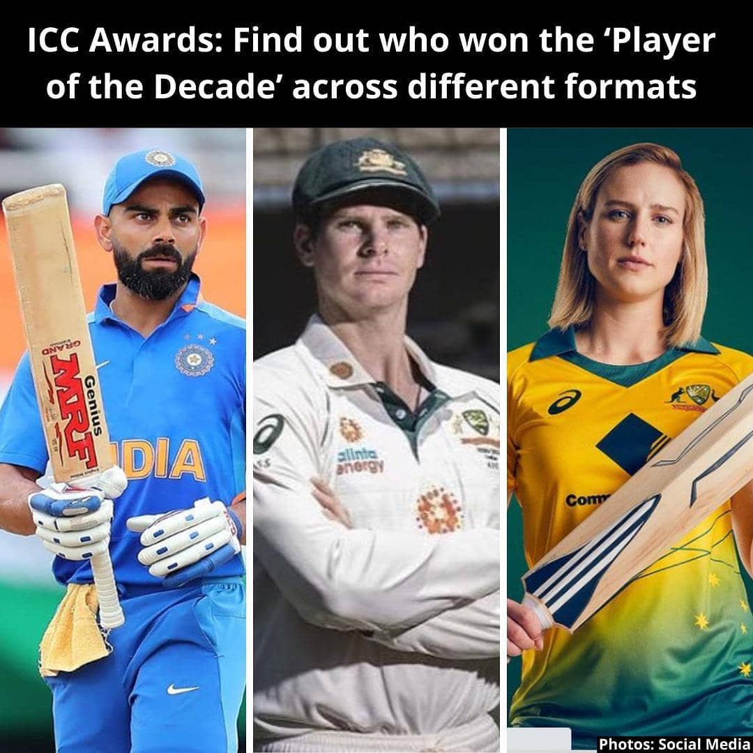 CityScopeHK's tweet photo. ICC announced awards for ‘Player of the Decade’ across different formats.
ODI Player of the Decade: Virat Kohli
Test Player of the Decade: Steve Smith
T20I Player of the Decade: Rashid Khan
Female Cricketer of the Year: Ellyse Perry
#cityscopehk #buttargrouphk https://t.co/nxBMZP76sd