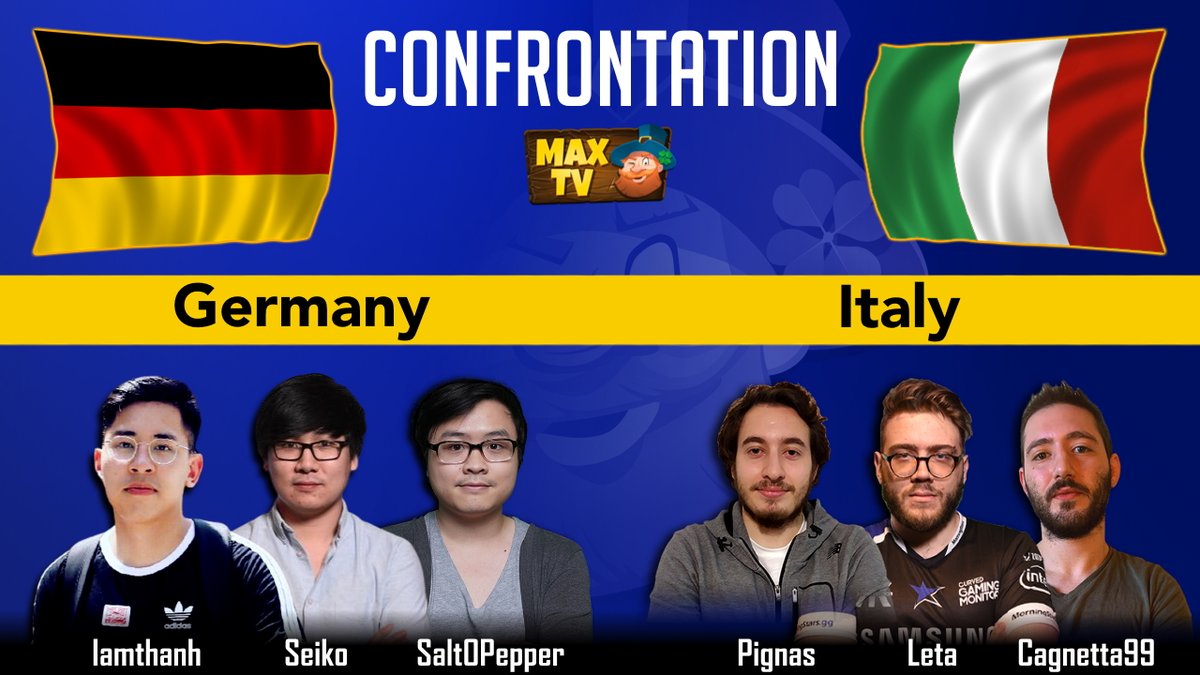 🇩🇪🇩🇪 #Confrontation 🇮🇹🇮🇹

Wednesday 1/6 on #MAXTV 🇩🇪 #Germany vs 🇮🇹 #Italy.
Will Italy remain undefeated after having beaten France and Sweden?

🇩🇪 <a href="/HS_Seiko/">Linh Nguyen</a> @iamthanh_hs <a href="/SaltOPepper/">Thanh Dang Duc</a>
🇮🇹 <a href="/Leta_HS/">Simone Liguori</a> <a href="/pignasHS/">Salvatore Pignolo</a> <a href="/Cagnetta991/">lattosio</a>

#HearthStone #AnimateEsport 
twitch.tv/max_team_hs